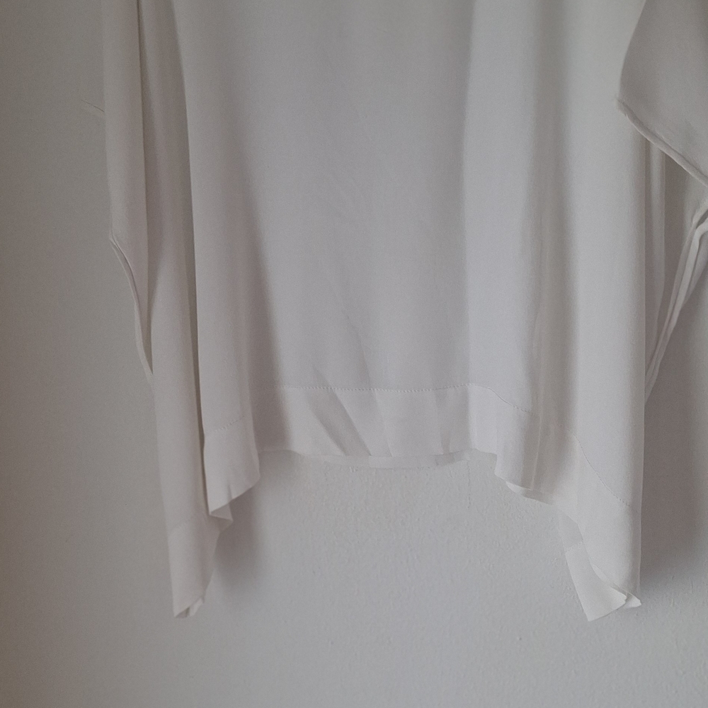 Designer Diane Von Furstenberg White Flowing Silk Blouse Minimalist Sz S-M - Picture 5 of 9